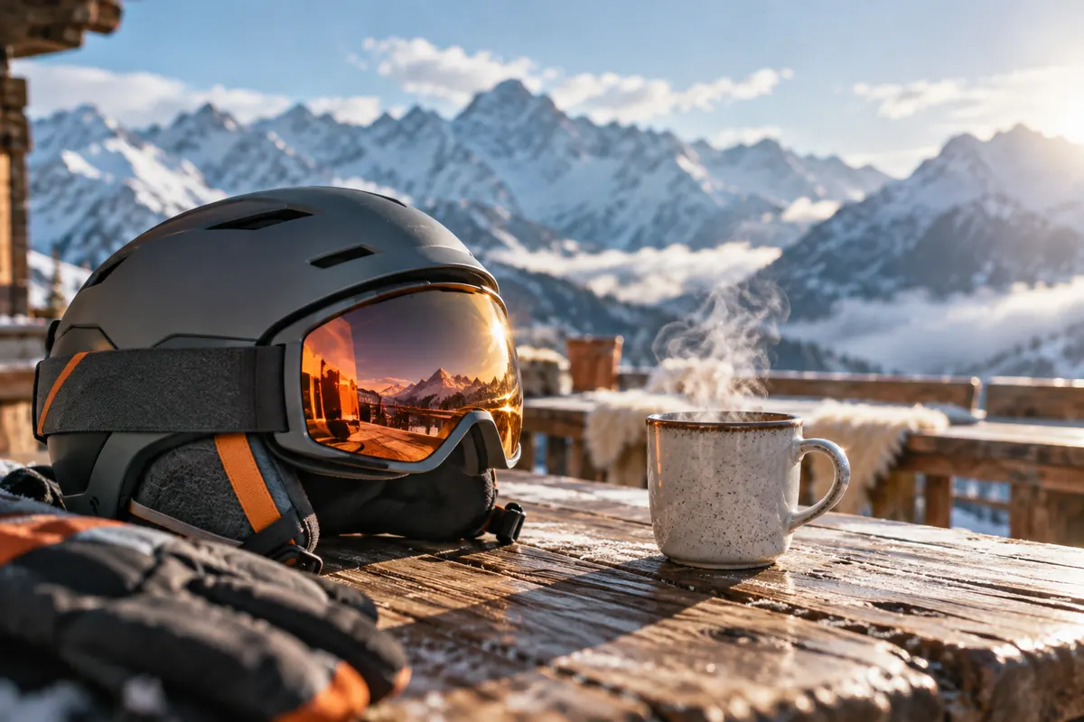 Photo d’ambiance : casques de ski et masques de ski pour homme, femme et enfant